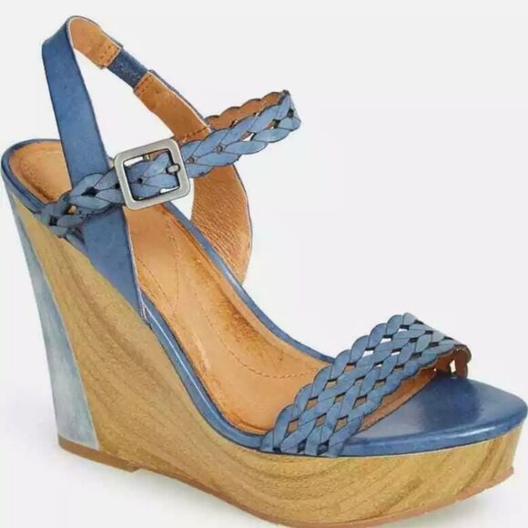 ANTHROPOLOGIE NAYA "Bellina" WEDGE LEATHER WOMEN'S SANDALS - Picture 1 of 16